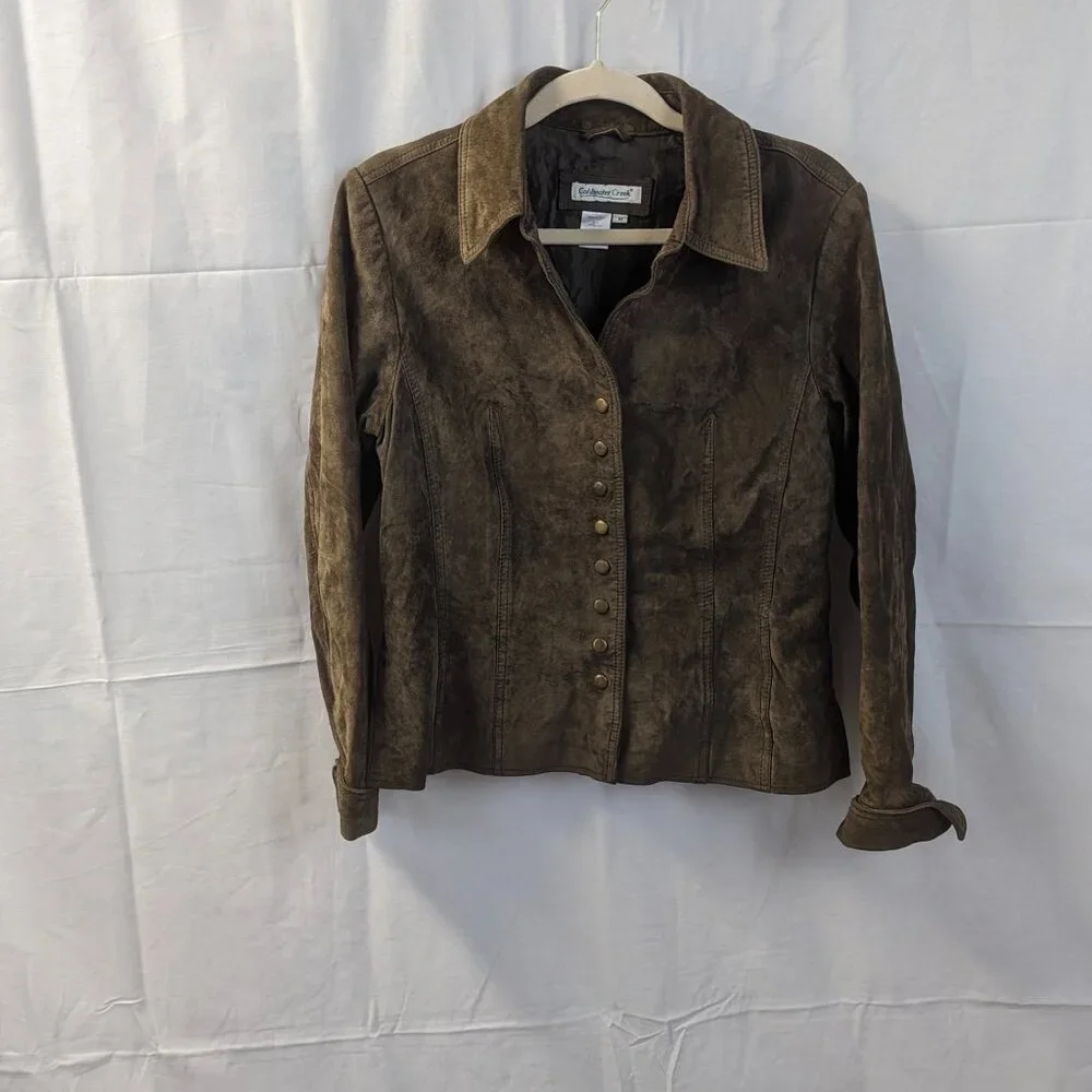 Coldwater Creek Size Medium Distressed Suede Jacket in Brown - Picture 7 of 12